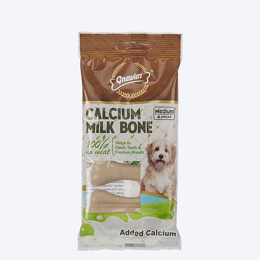 Gnawlers Calcium Milk Bone Dog Treats - Medium - Heads Up For Tails