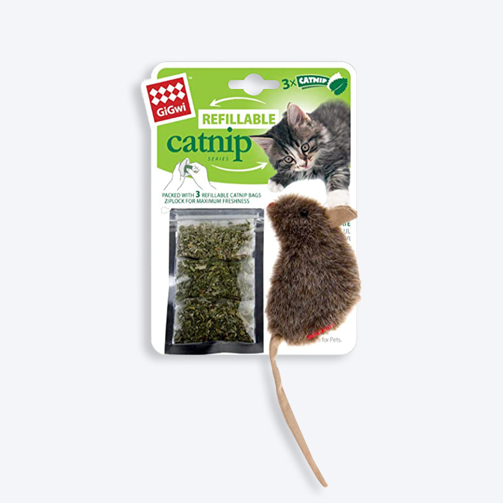 GiGwi-Mouse Refillable Catnip with 3 Catnip Tea Bags in Ziplock Bag 1 - Heads Up For Tails