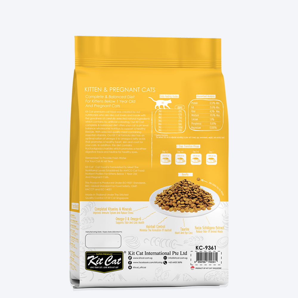 Kit Cat Chicken Premium Dry Kitten & Pregnant Cat Food - Heads Up For Tails