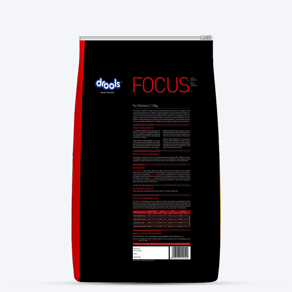 Drools Focus Starter Super Premium Dog Food - Heads Up For Tails