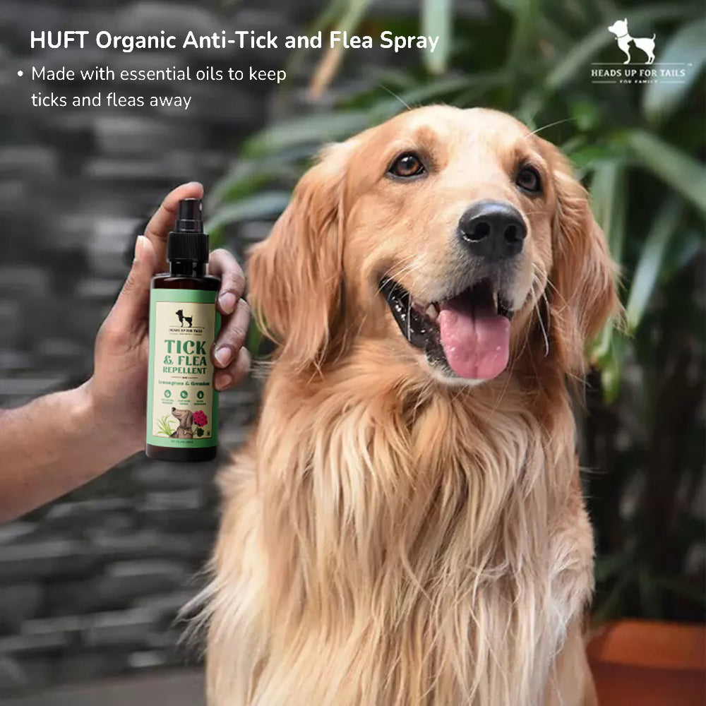HUFT Organic Anti-Tick and Flea Spray for Dogs - 200 ml - Heads Up For Tails