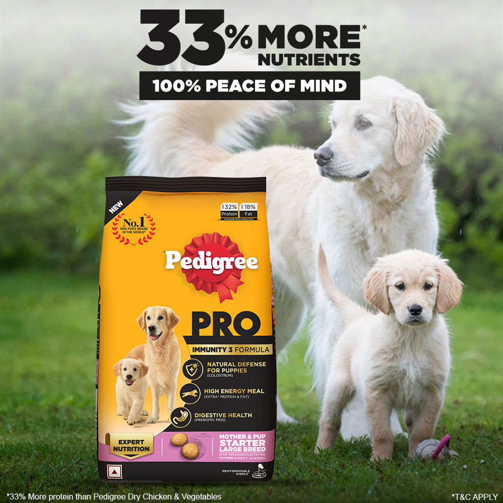 Pedigree PRO Expert Nutrition Lactating/Pregnant Mother & Puppy Starter (3-12 Weeks) Large Breed Dog Dry Food - Heads Up For Tails