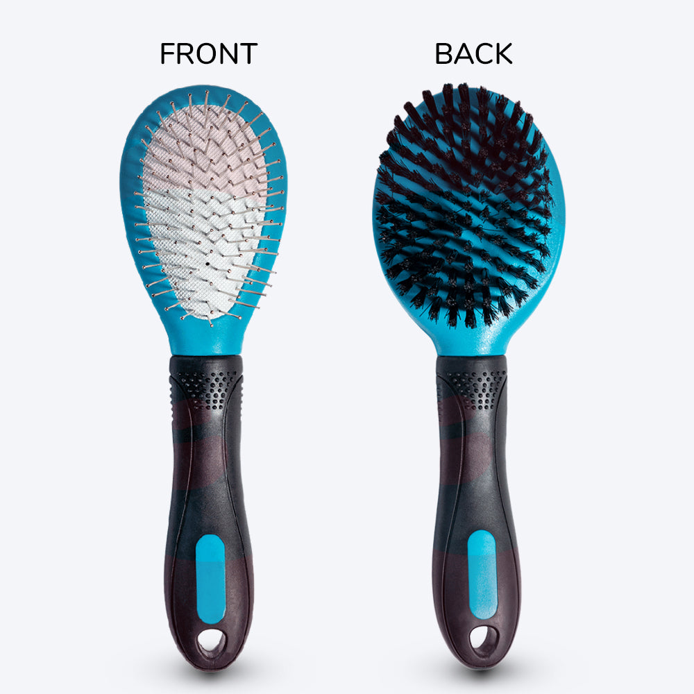 M-Pets Double-Sided Pin Brush for Dogs and Cats -7.5x23 cm - Heads Up For Tails