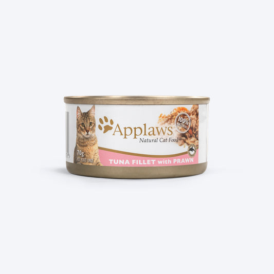Applaws Natural 75% Tuna Fillet and 23% Prawn Wet Cat Food - 70 g - Heads Up For Tails