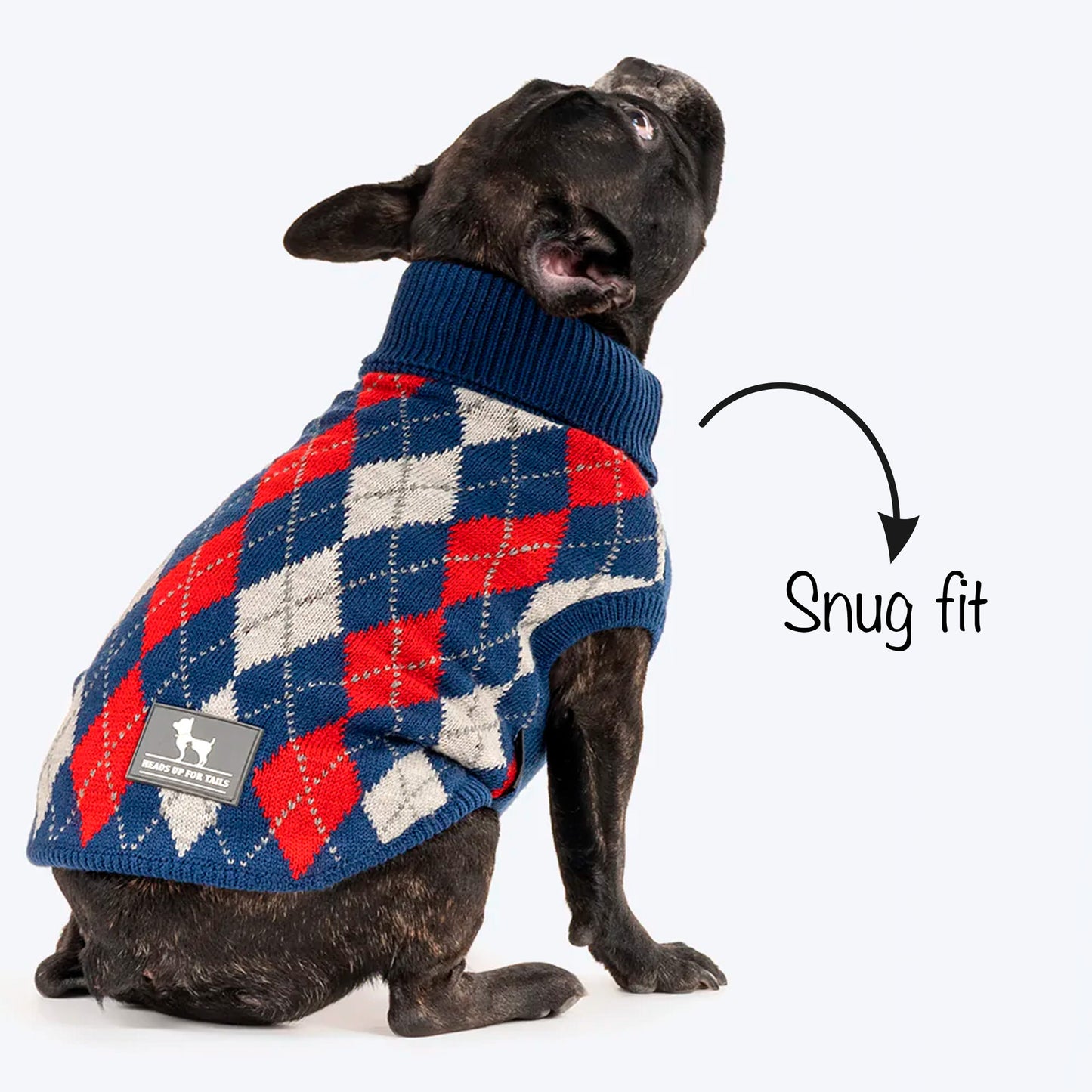 HUFT Argyle Pet Sweater - Red/Blue - Heads Up For Tails
