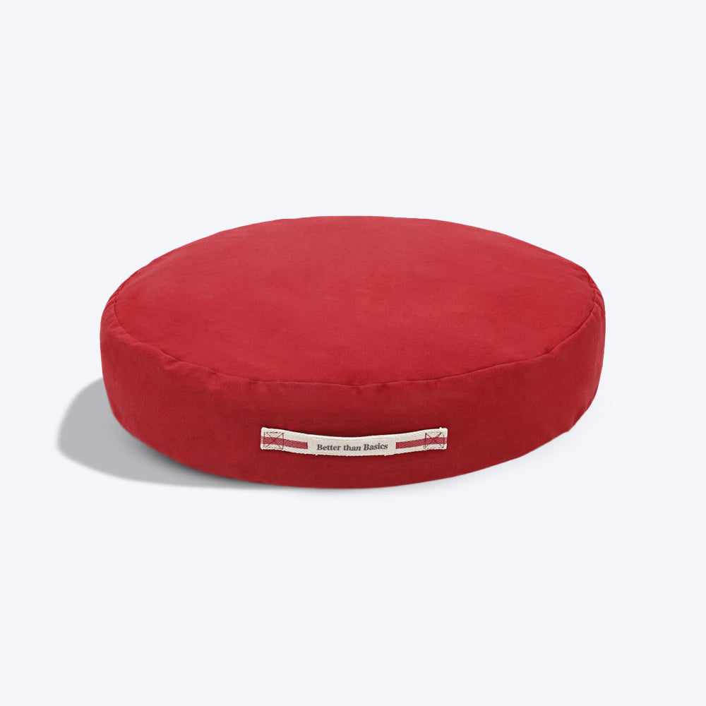 Better Than Basics Round Mattress for Dogs - Red - Heads Up For Tails