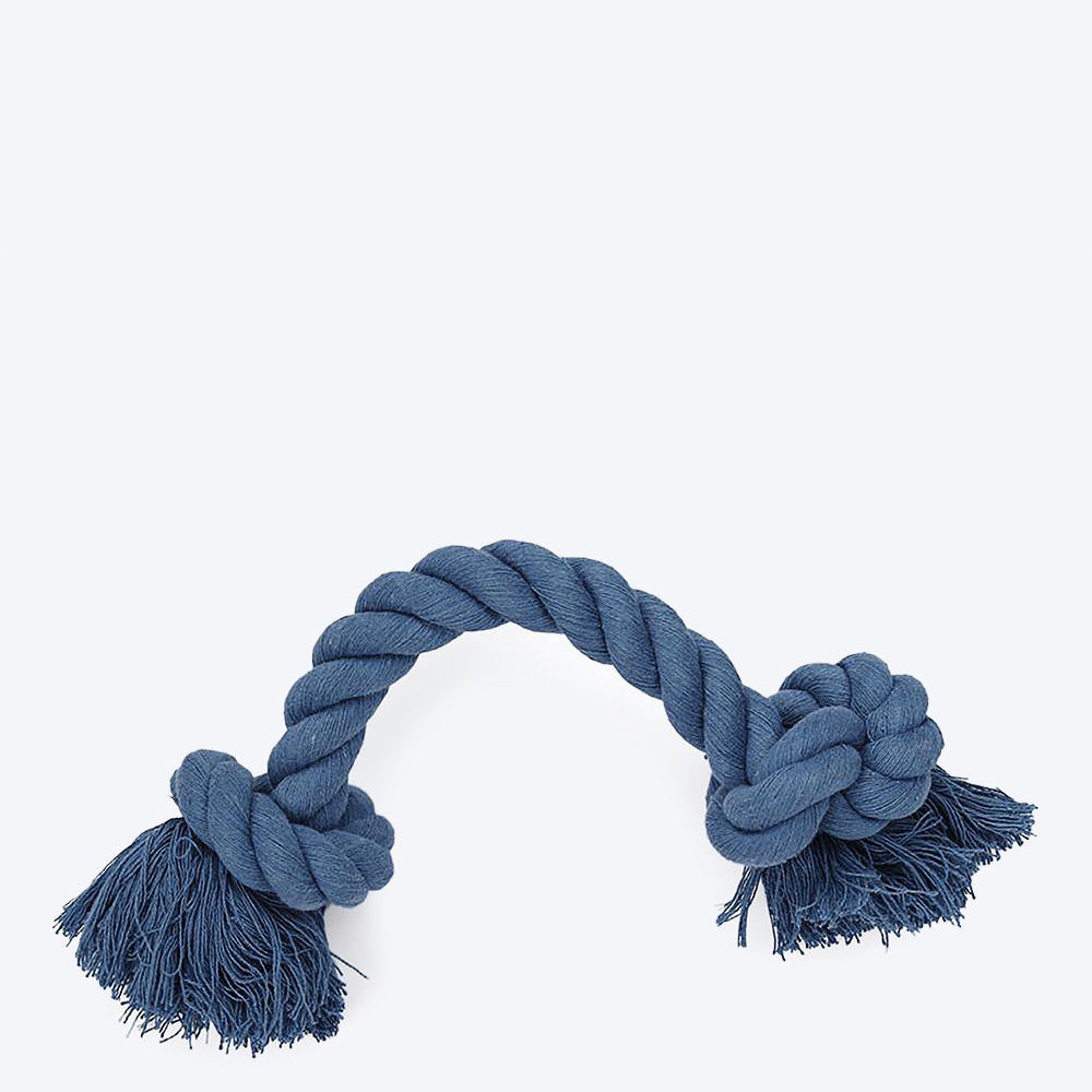 Better Than Basics Dog Rope Toy with Two Knots - Blue - Heads Up For Tails
