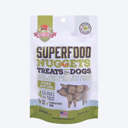Boo Boo's Best Super Food Nuggets Dog Treats- Pork - 102 g - Heads Up For Tails