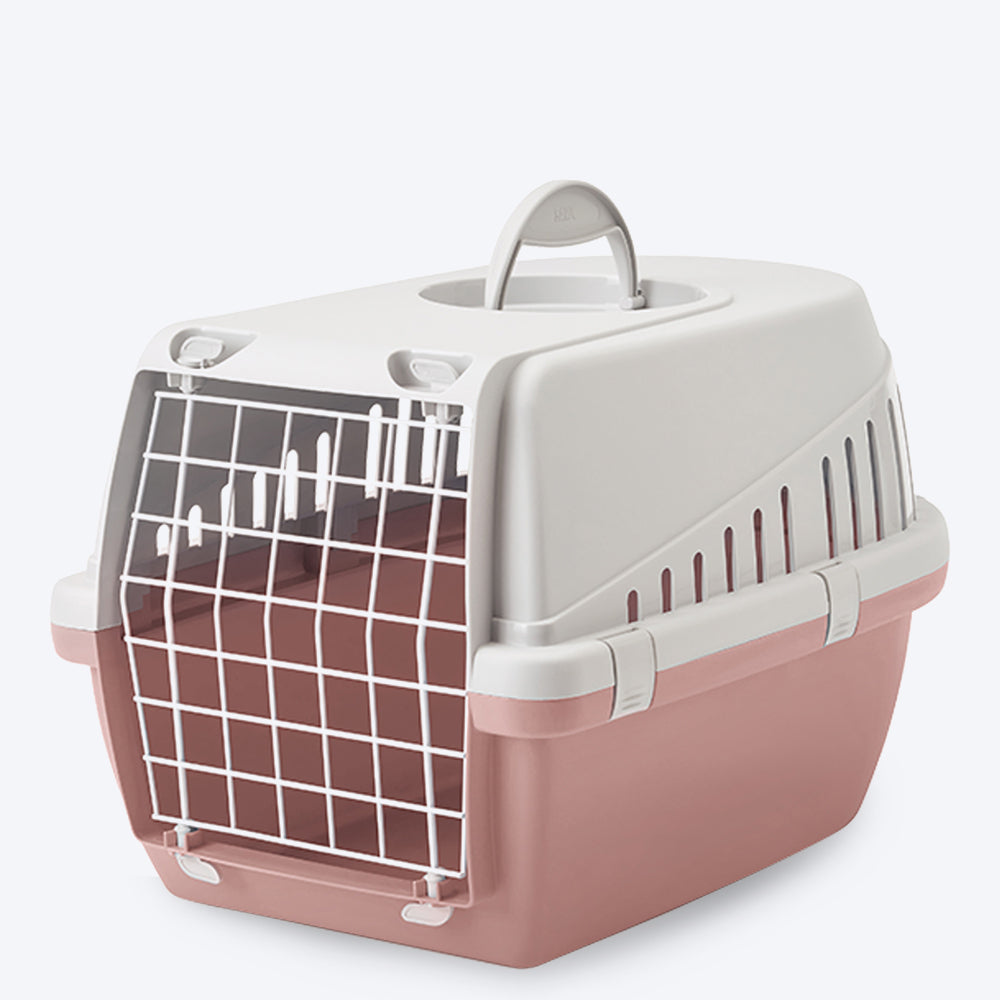 Savic Trotter 1 - Dog & Cat Carrier - Light Grey Ash Rose - 19 x 13 x 12 inch - Holds up to 5 kg - Heads Up For Tails