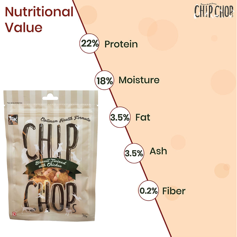 Chip Chops Dog Treats - Biscuit Twined with Chicken - 70 g-4