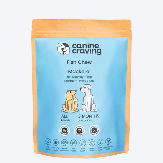 Canine Craving Dehydrated Fish Mackerel Dog Treat - 60 g - Heads Up For Tails