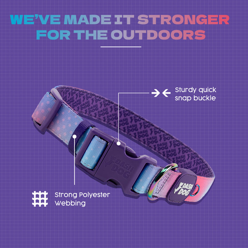 Dash Dog Flow Padded Collar - Pink And Aqua Blue - Heads Up For Tails