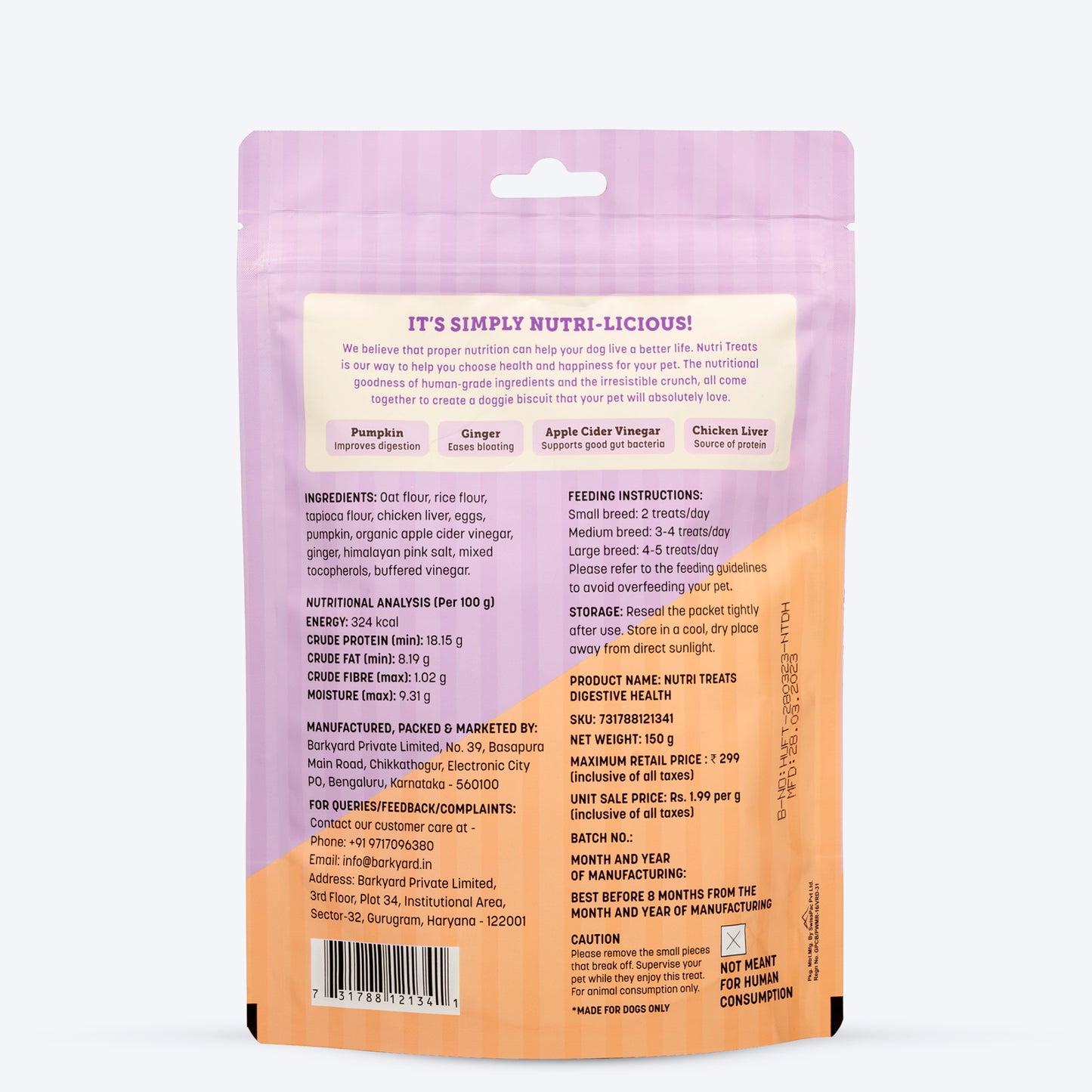 HUFT Nutri Treats For Dogs - Digestive Health - 150 g - Heads Up For Tails