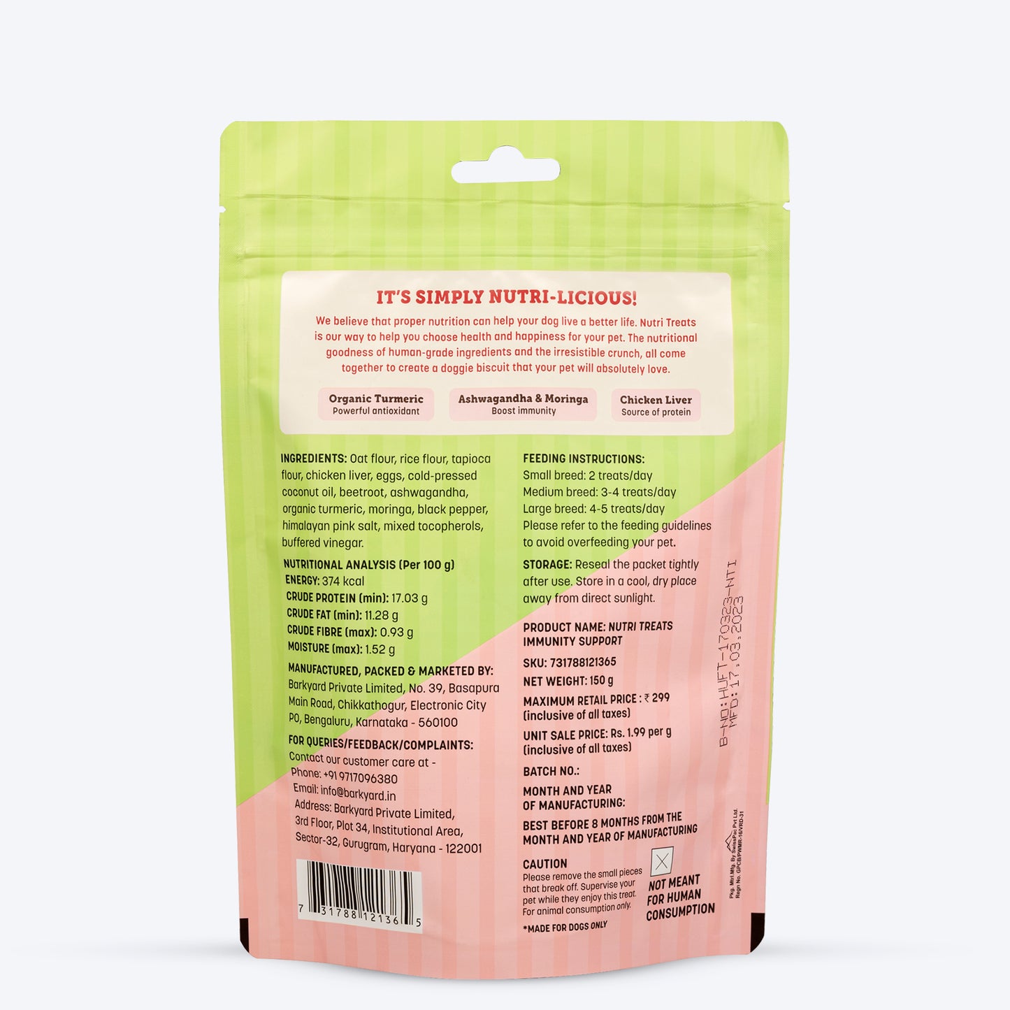 HUFT Nutri Treats For Dogs - Immunity Support - 150 g - Heads Up For Tails