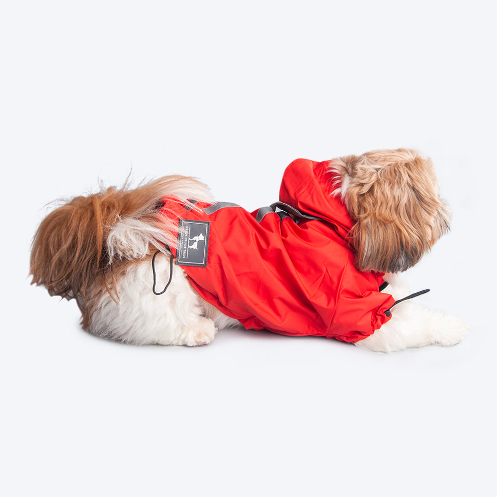 HUFT Drizzle Buddy Dog Raincoat - Red - Heads Up For Tails