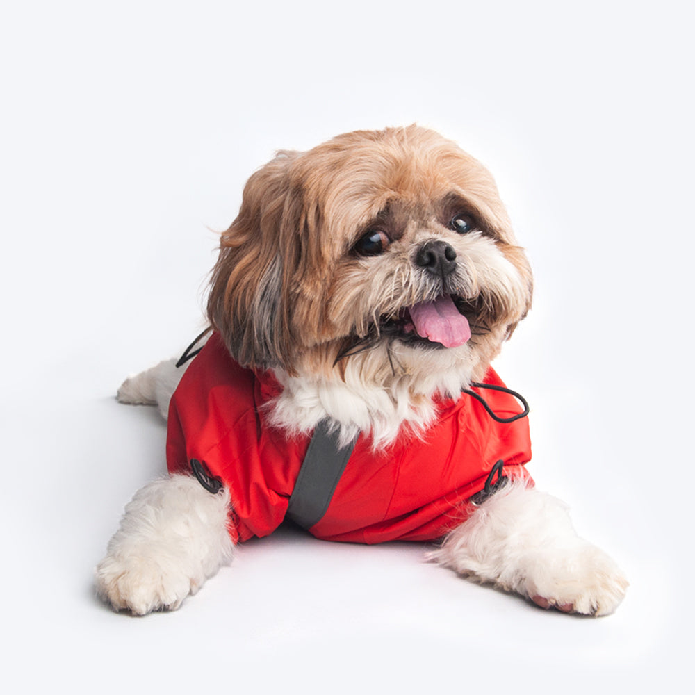 HUFT Drizzle Buddy Dog Raincoat - Red - Heads Up For Tails