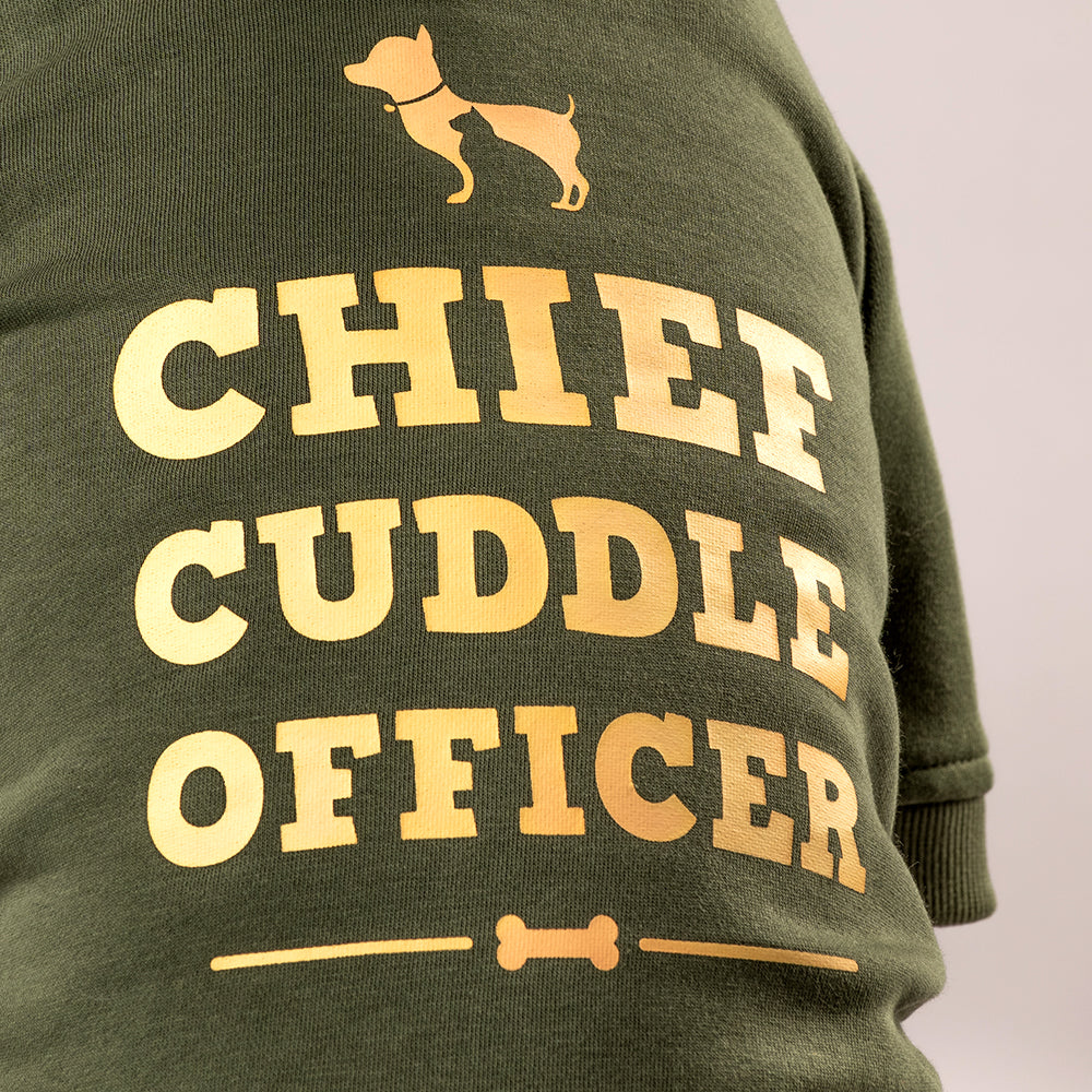 HUFT Chief Cuddle Officer Pet Sweatshirt - Green - Heads Up For Tails