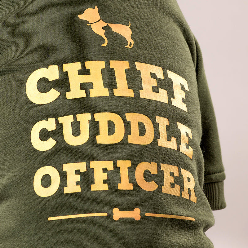 HUFT Chief Cuddle Officer Pet Sweatshirt - Green - Heads Up For Tails