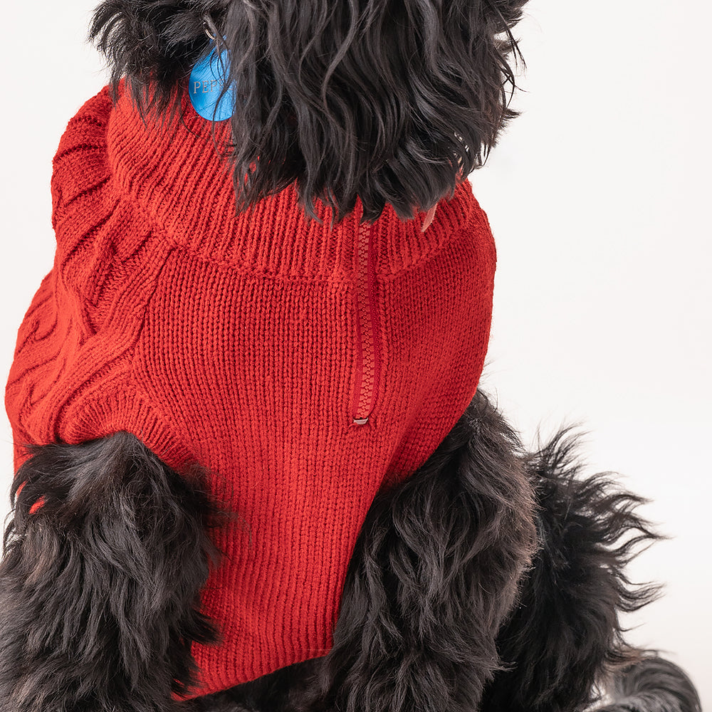 HUFT Cable Knit Sweater - Fire Whirl Red - Heads Up For Tails