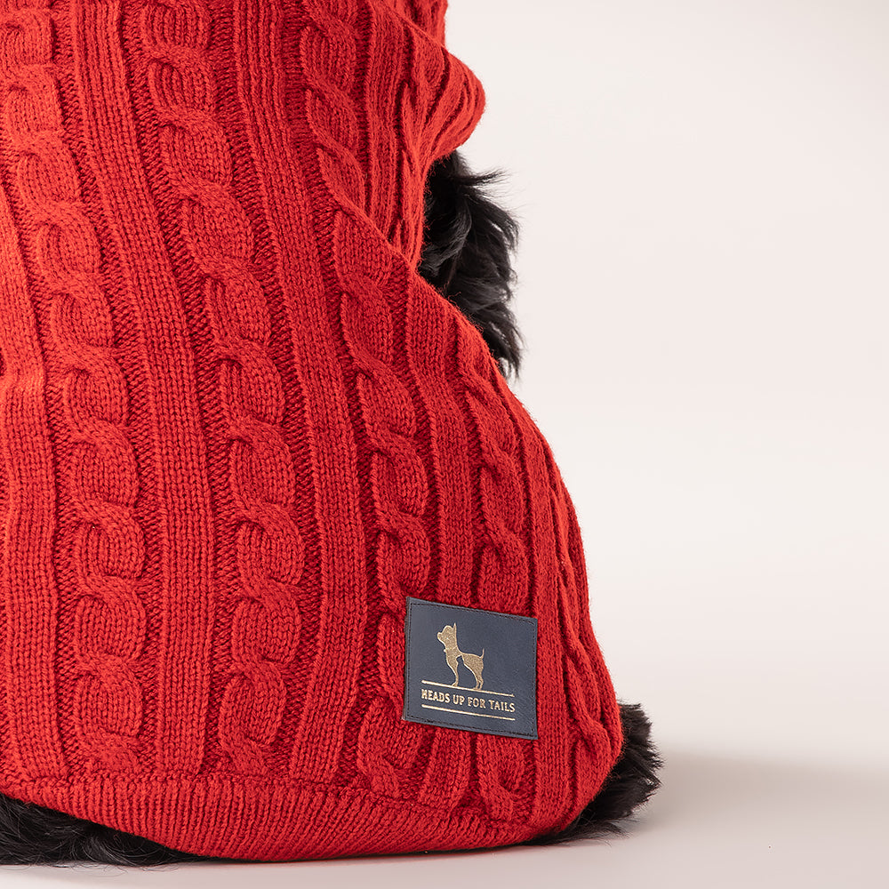 HUFT Cable Knit Sweater - Fire Whirl Red - Heads Up For Tails