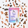 Sara's Doggie Treats Pawsome Party Pack, 200 gm, features 6 delicious variants for dogs, with a colorful packaging design.