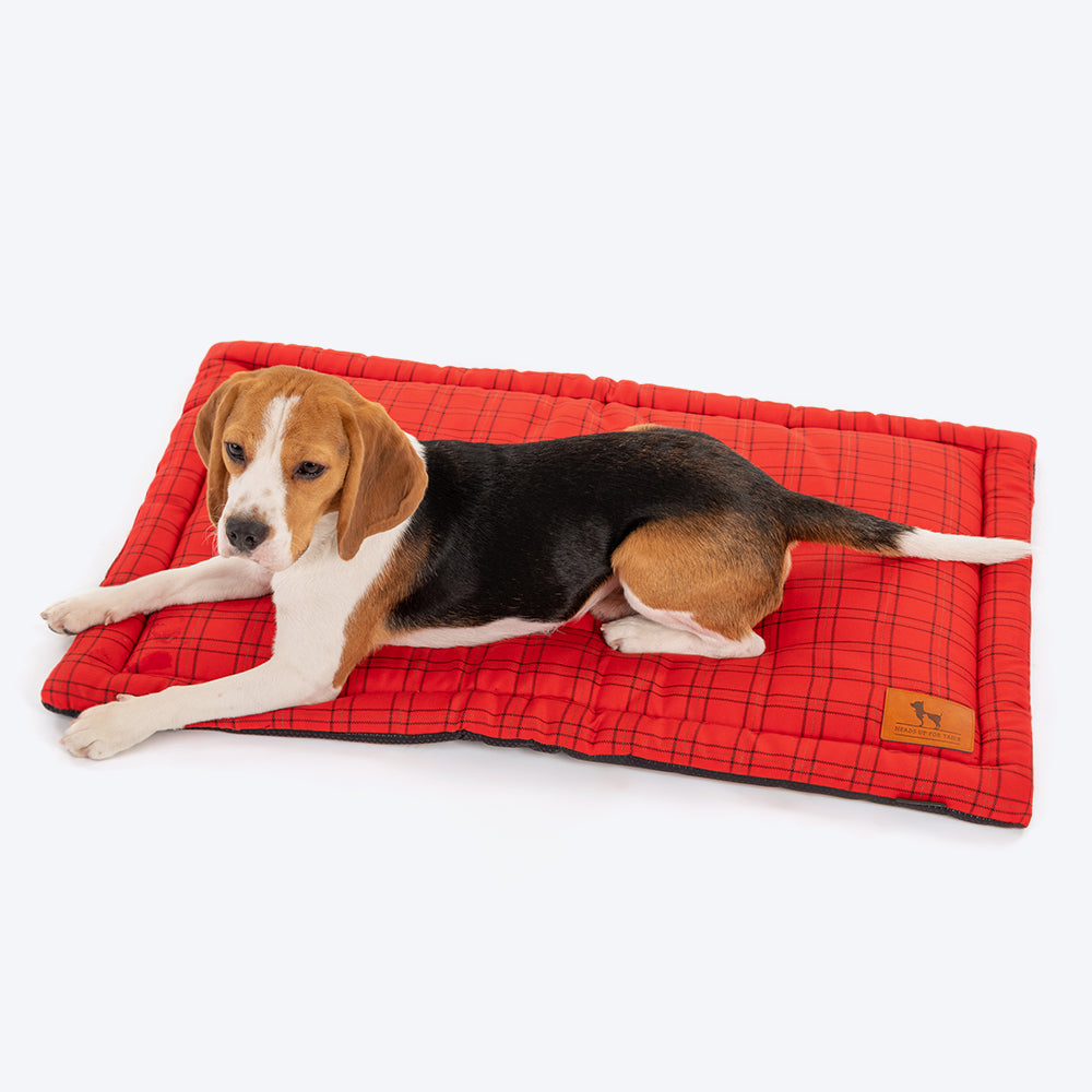 HUFT Checkered Radiant Red Dog Mat - Heads Up For Tails