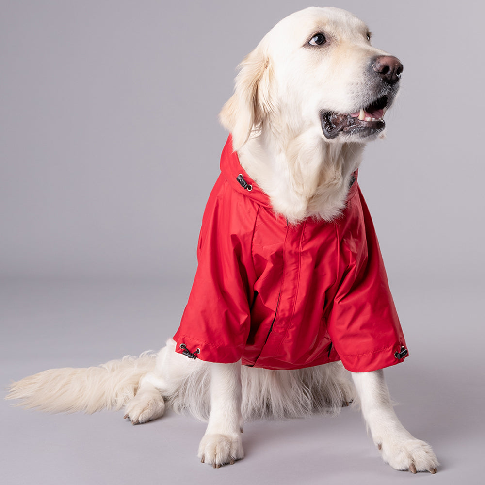 HUFT Drizzle Buddy Dog Raincoat - Crimson Red - Heads Up For Tails