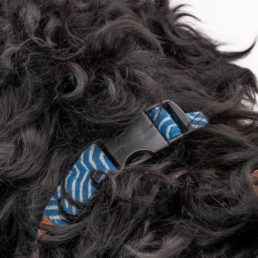 HUFT The Indian Collective Utsav Indigo Dog Bowtie With Strap - Heads Up For Tails