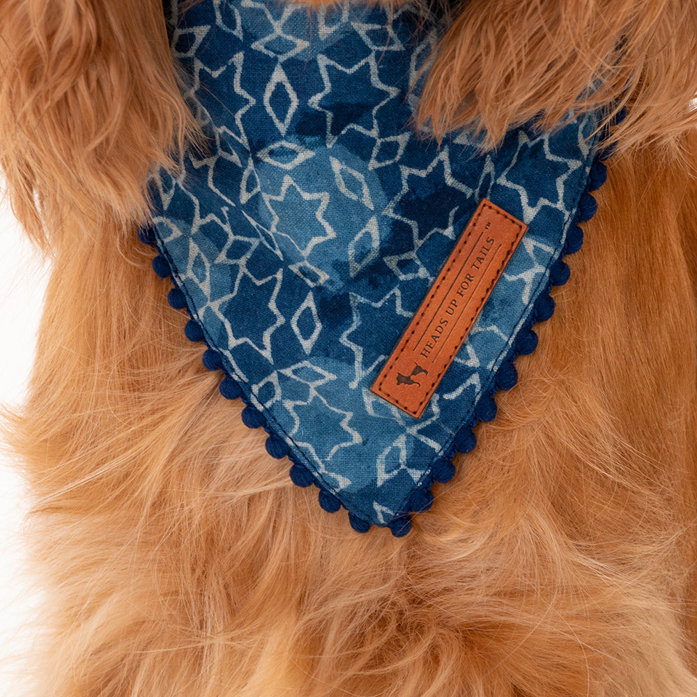 HUFT The Indian Collective Tara Sitara Dog Bandana - Indigo - Heads Up For Tails