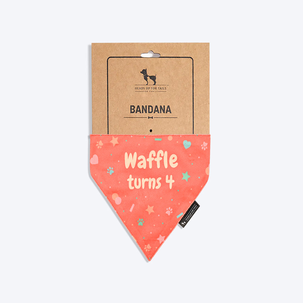 HUFT Personalised Party Starter Birthday Dog Bandana - Coral - Heads Up For Tails