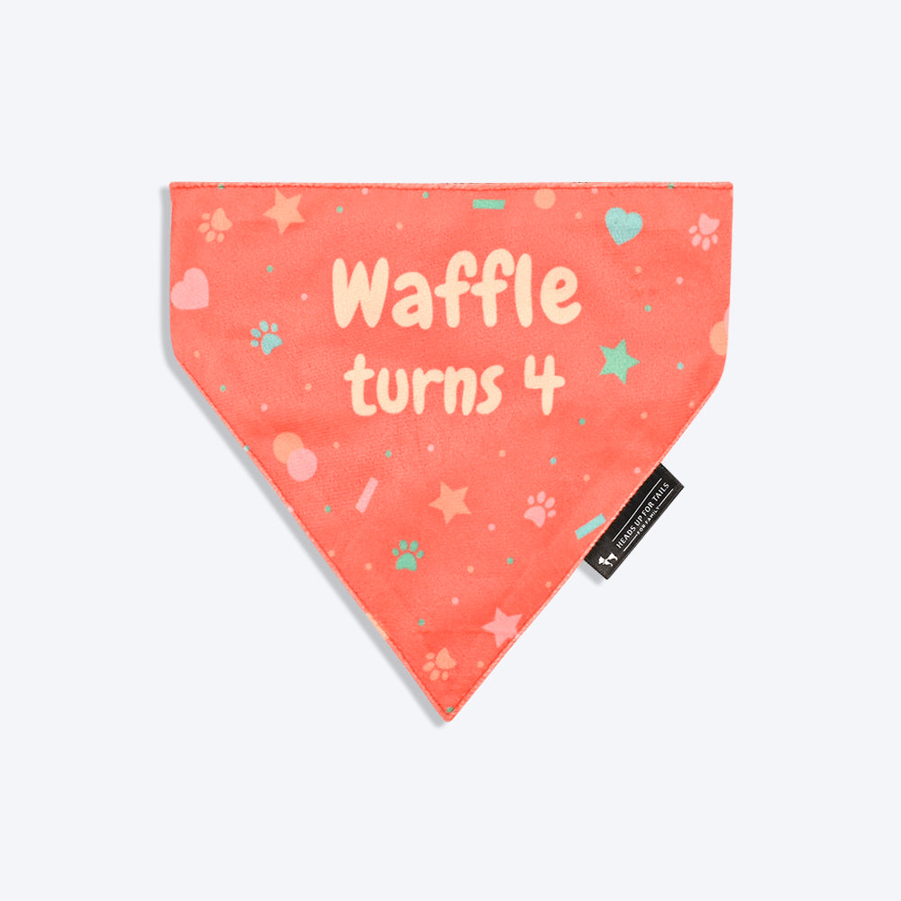 HUFT Personalised Party Starter Birthday Dog Bandana - Coral - Heads Up For Tails