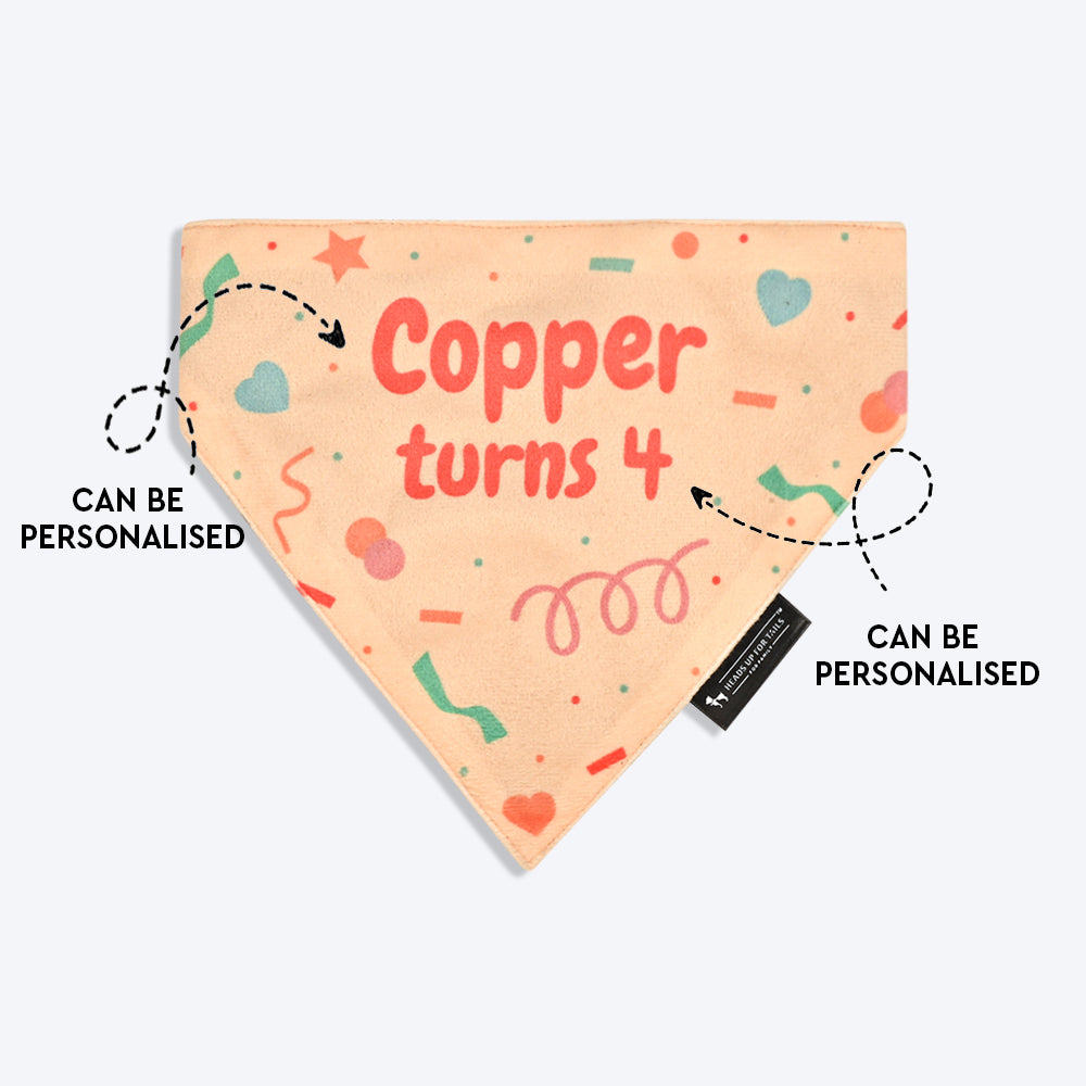 HUFT Personalised Birthday Cheer Dog Bandana - Beige - Heads Up For Tails