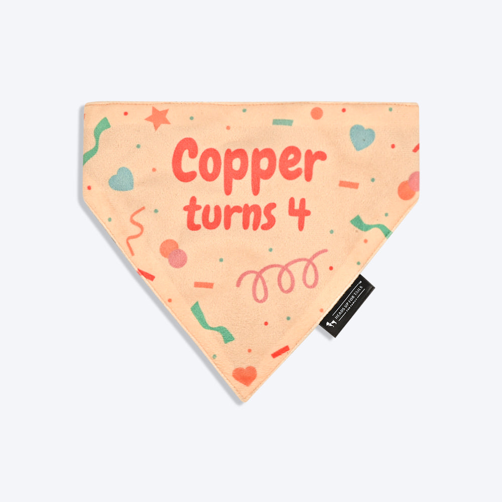HUFT Personalised Birthday Cheer Dog Bandana - Beige - Heads Up For Tails