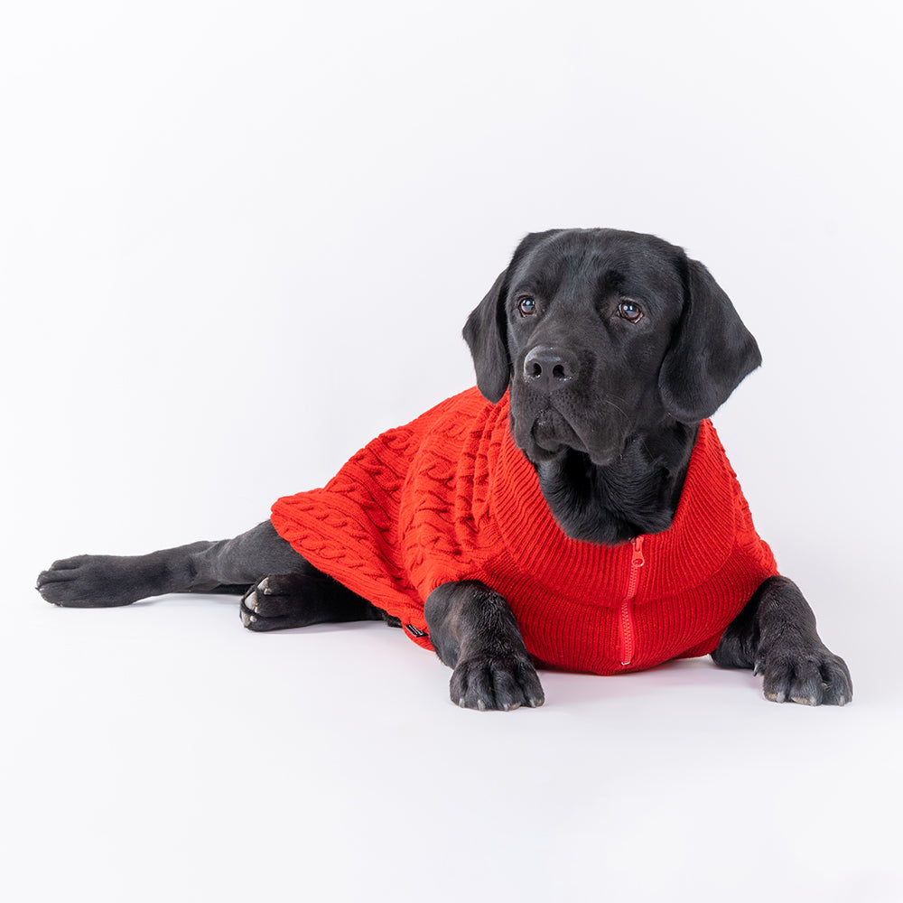 HUFT Cable Knit Sweater - Fire Whirl Red - Heads Up For Tails