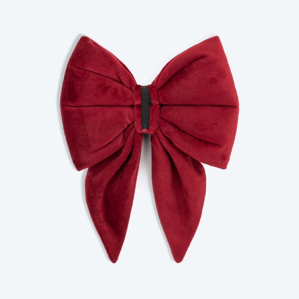 HUFT Personalised Luxe Velvet Dog Bow Tie - Maroon - Heads Up For Tails