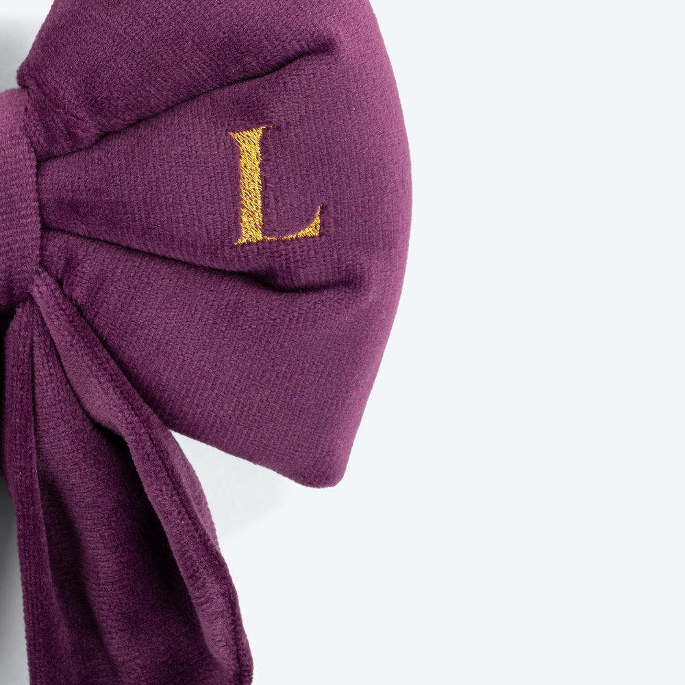 HUFT Personalised Luxe Velvet Dog Bow Tie - Purple - Heads Up For Tails