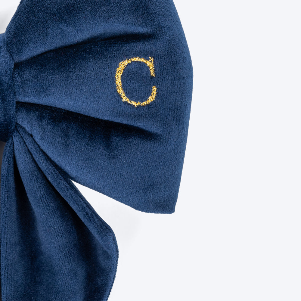 HUFT Personalised Luxe Velvet Dog Bow Tie - Dark Navy - Heads Up For Tails