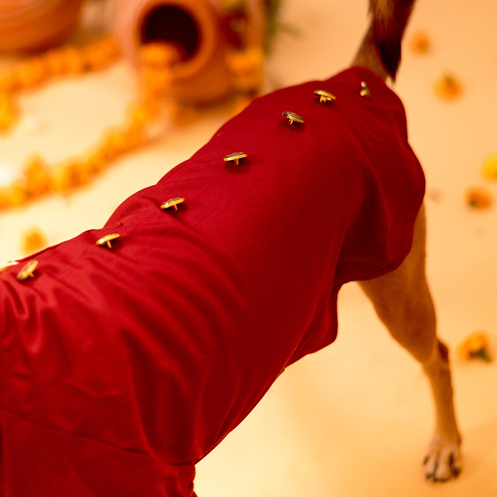 HUFT Personalised Burgundy Bandh Gala with Pocket Square and Pearl Buttons - Heads Up For Tails