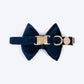 HUFT Sapphire Royale Velvet Collar With Bow Tie & Leash Combo Set For Dogs - Navy - Heads Up For Tails