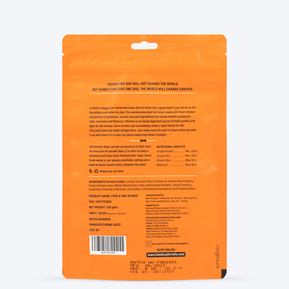 HUFT Feed a Dog In Need Dog Food Pack - 100 g - Heads Up For Tails