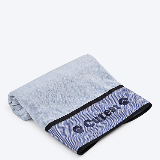 HUFT Cutest Microfiber Towel For Puppy & Kitten - Light Blue - Heads Up For Tails