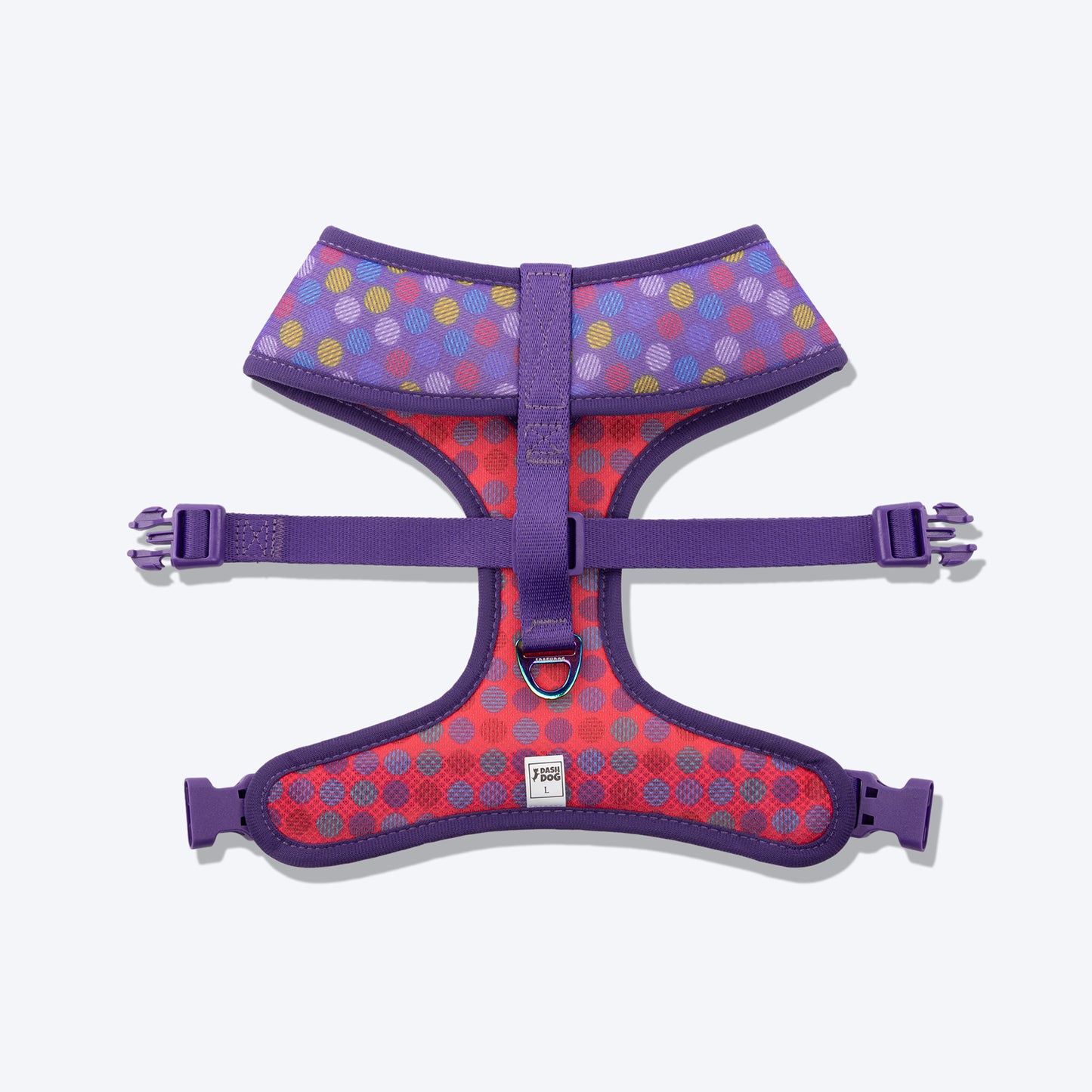 Dash Dog Circle Double Harness - Violet & Red - Heads Up For Tails