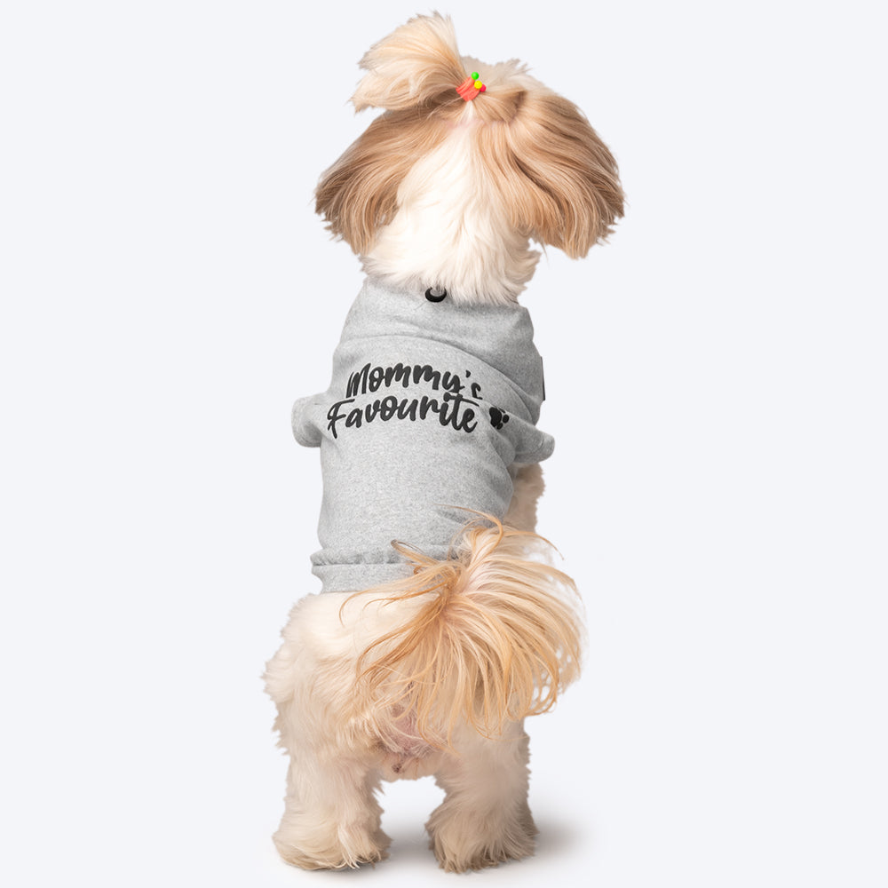HUFT Twinning - Mommy Favourite T-Shirt For Dogs - Grey with Black Print - Heads Up For Tails