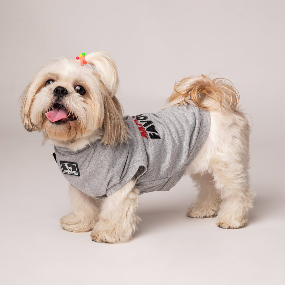 HUFT Twinning - Mommy's Favourite T-Shirt For Dogs - Grey with Black & Red Print - Heads Up For Tails