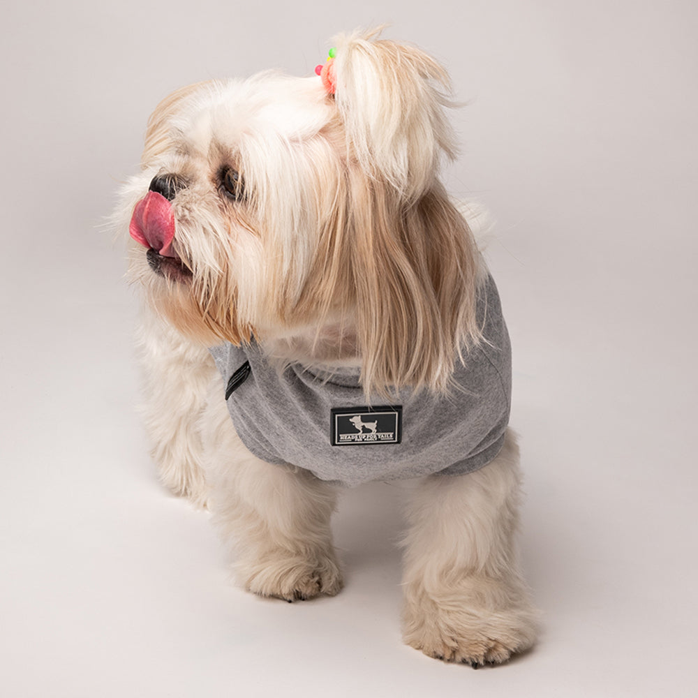 HUFT Twinning - Mommy's Favourite T-Shirt For Dogs - Grey with Black & Red Print - Heads Up For Tails