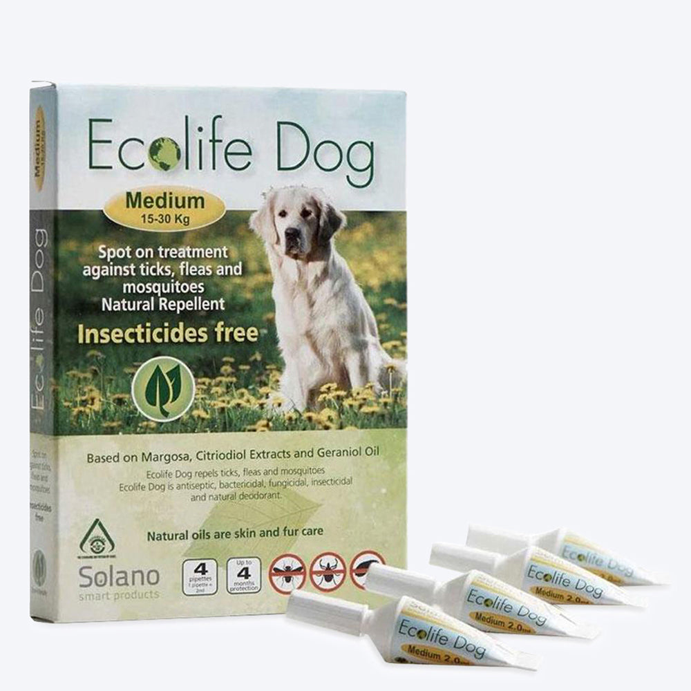 Solano Pet Care Dog Tick Flea Ecolife Dog Spot On for Medium Dogs 15 to 30 kgs Online in India Heads Up For Tails