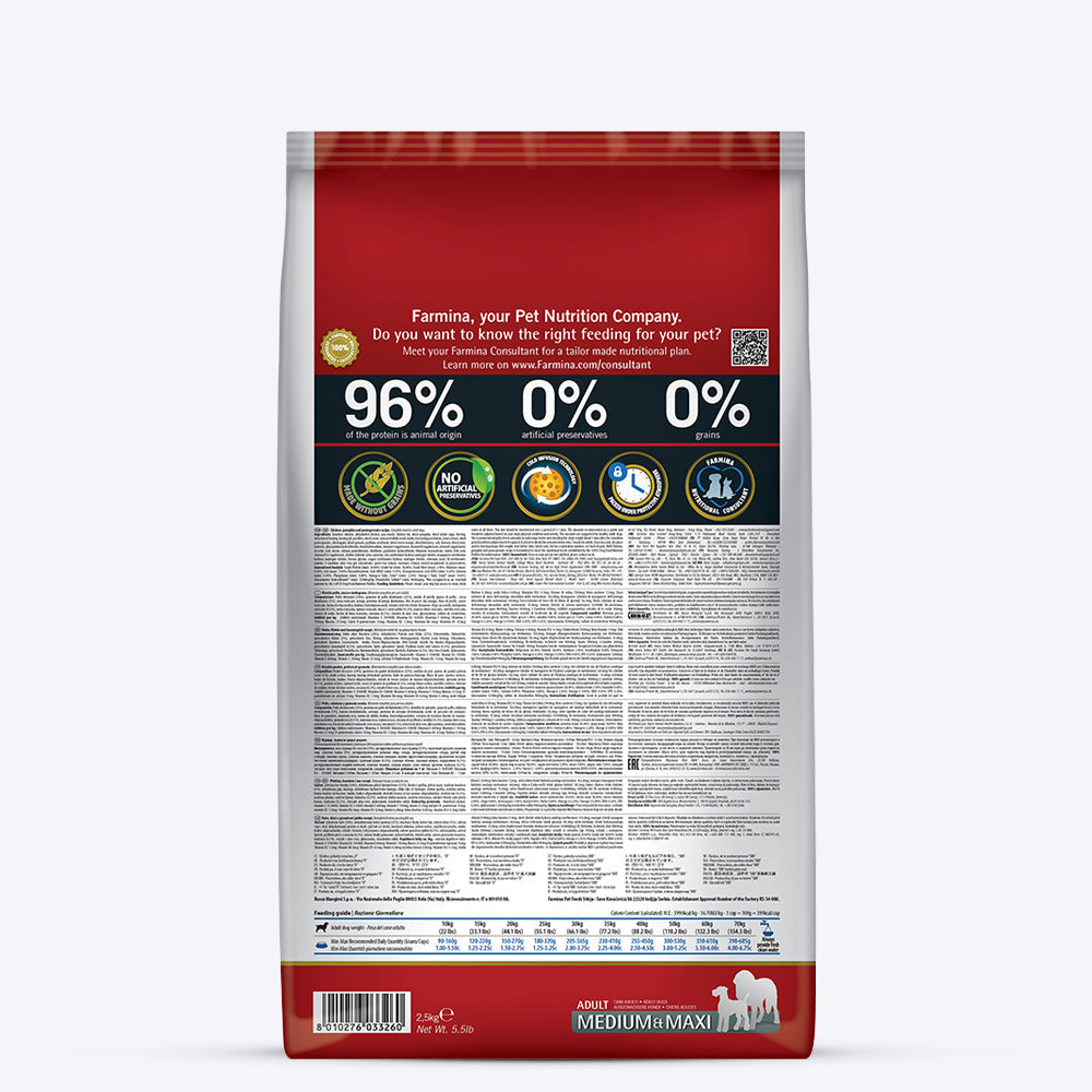 Farmina N&D Pumpkin Chicken & Pomegranate Grain Free Adult Medium & Maxi Breed Dry Dog Food - Heads Up For Tails