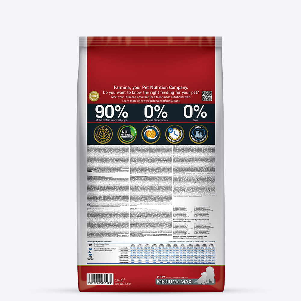 Farmina N&D Low Grain Medium and Maxi Breed Dry Puppy Food - Chicken & Pomegranate - Heads Up For Tails