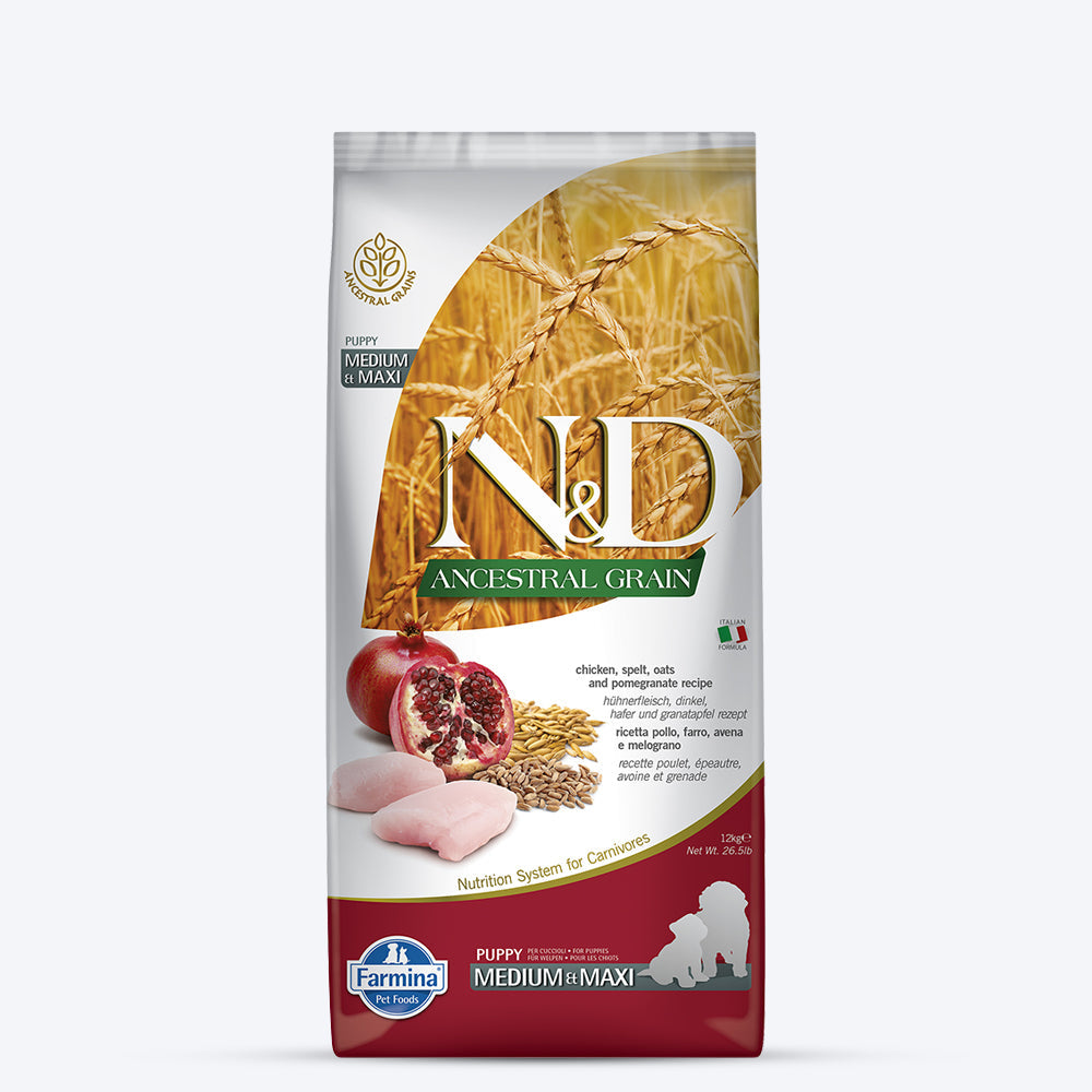 Farmina N&D Low Grain Medium and Maxi Breed Dry Puppy Food - Chicken & Pomegranate - Heads Up For Tails
