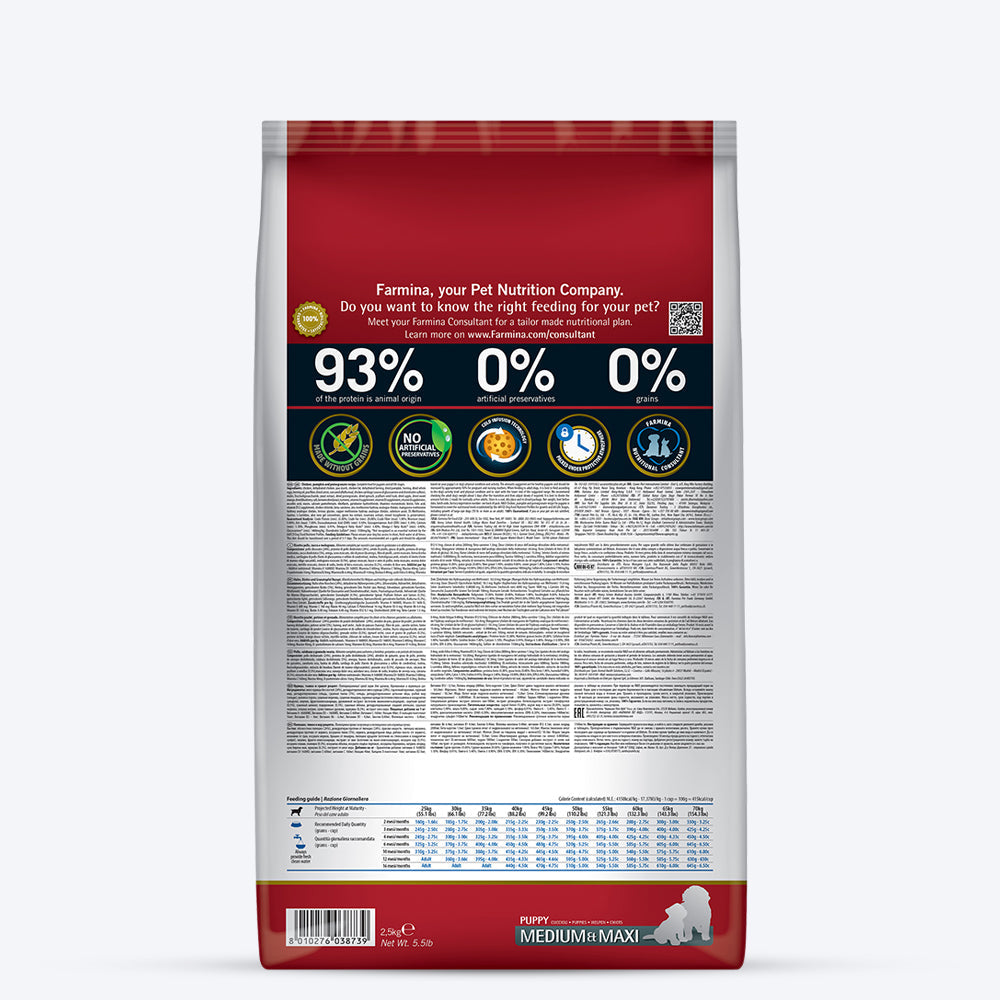 Farmina N&D Pumpkin Chicken & Pomegranate Grain Free Dry Puppy Food - Medium & Maxi Breed - Heads Up For Tails